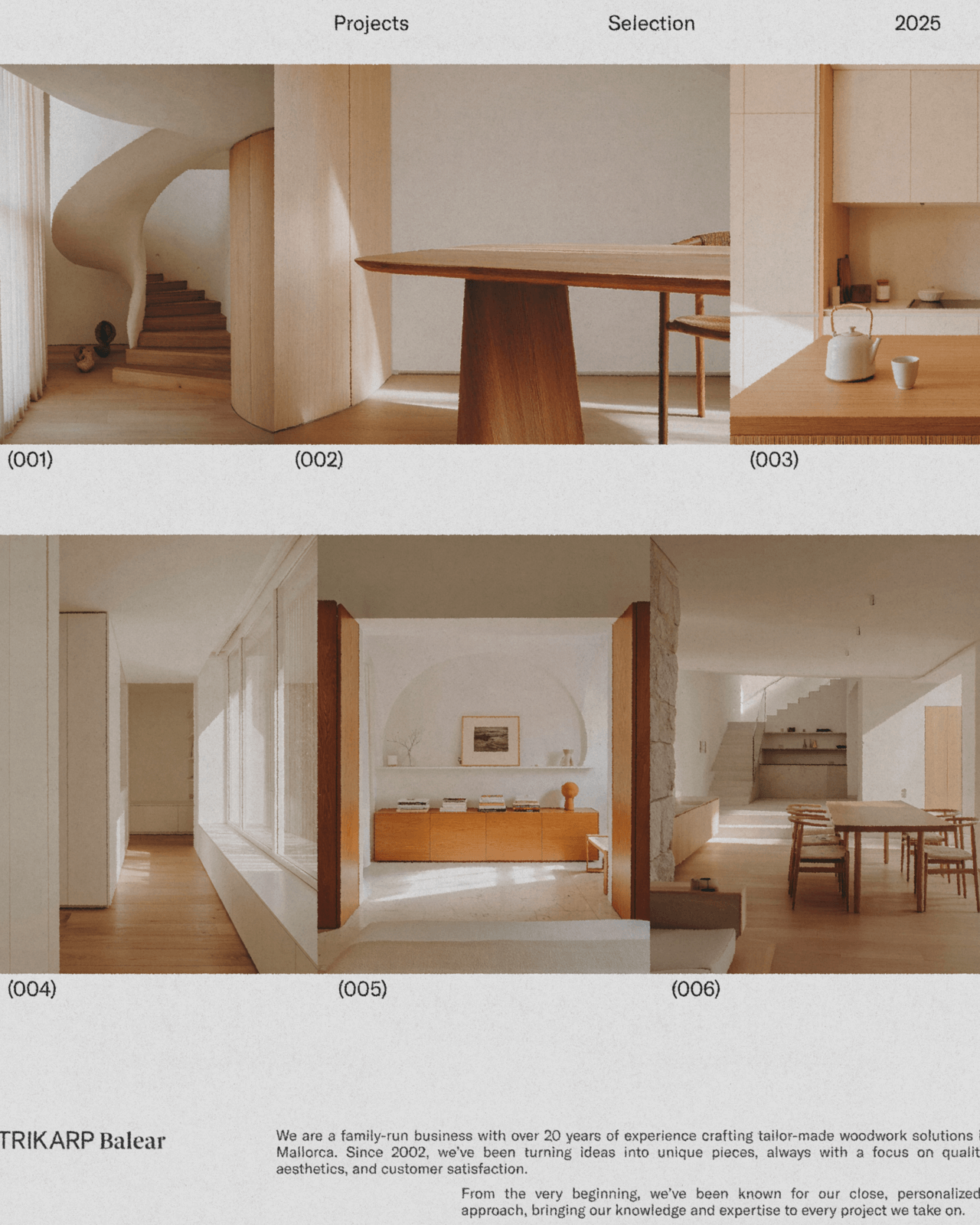 Trikarp Balear visual identity — bespoke wooden interiors