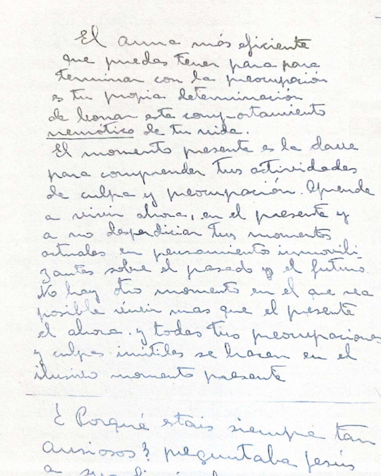Escrito manuscrito de la madre de Magda en tinta negra.